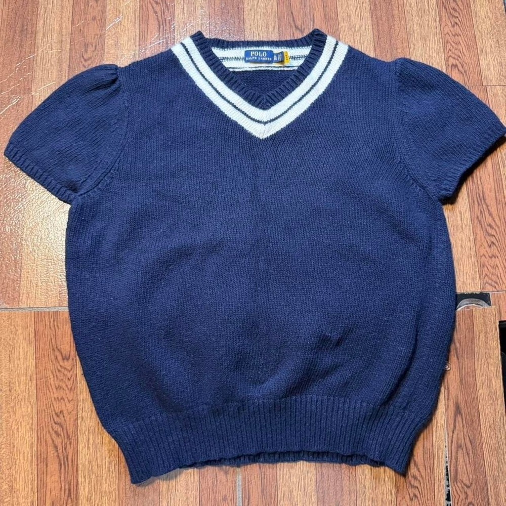 Polo Ralph Lauren Blue Cashmere Blend V Cricket Knit Sweater XL